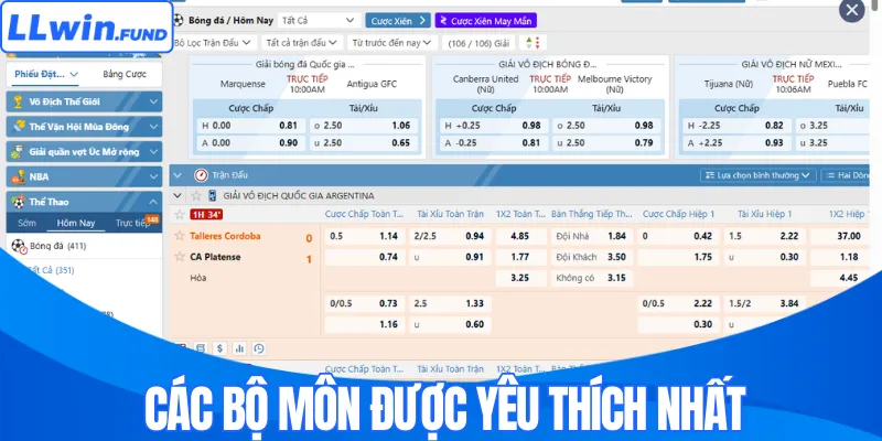 Các bộ môn thể thao LLWIN được yêu thích nhất 